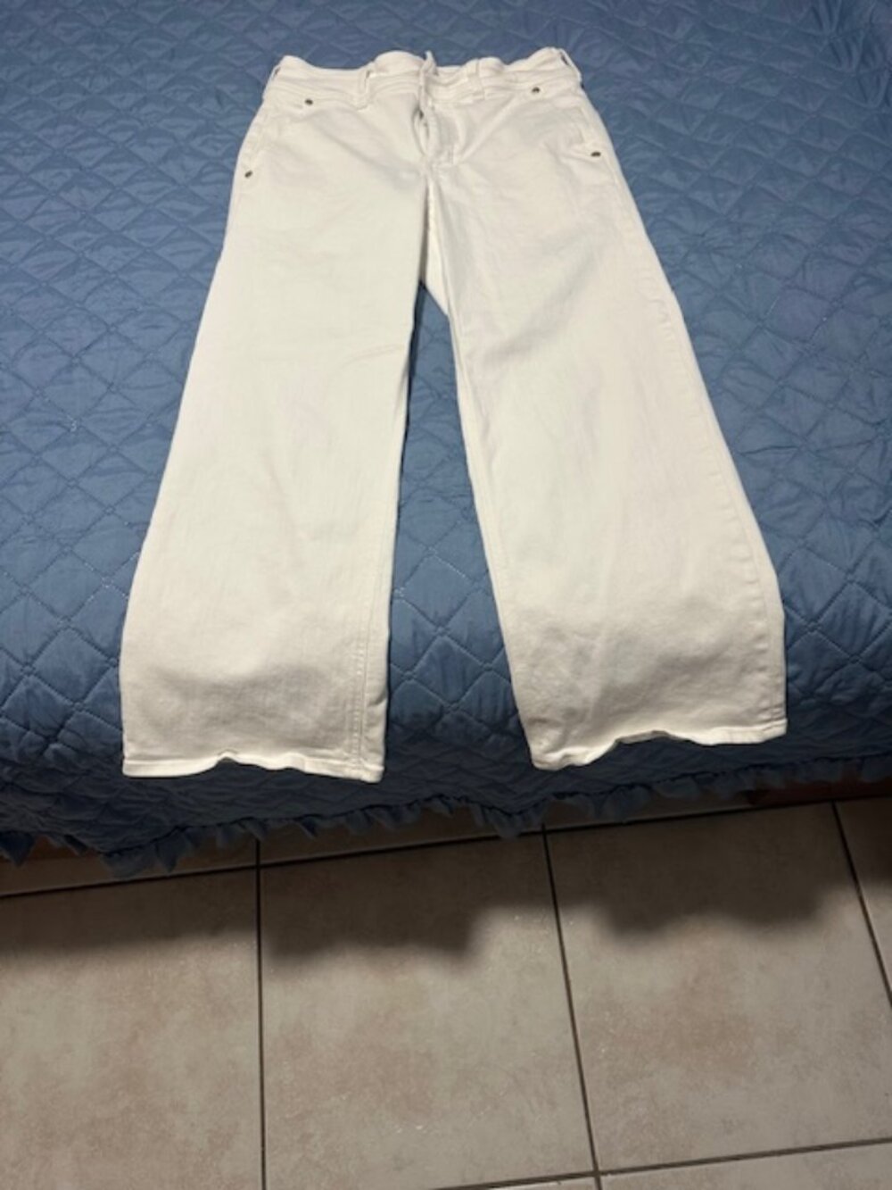 J. Crew High-Rise Wide-Leg Cropped White Denim Jeans